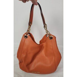 Michael Kors Orange/Gold Leather Medium Shoulder Crossbody Bag